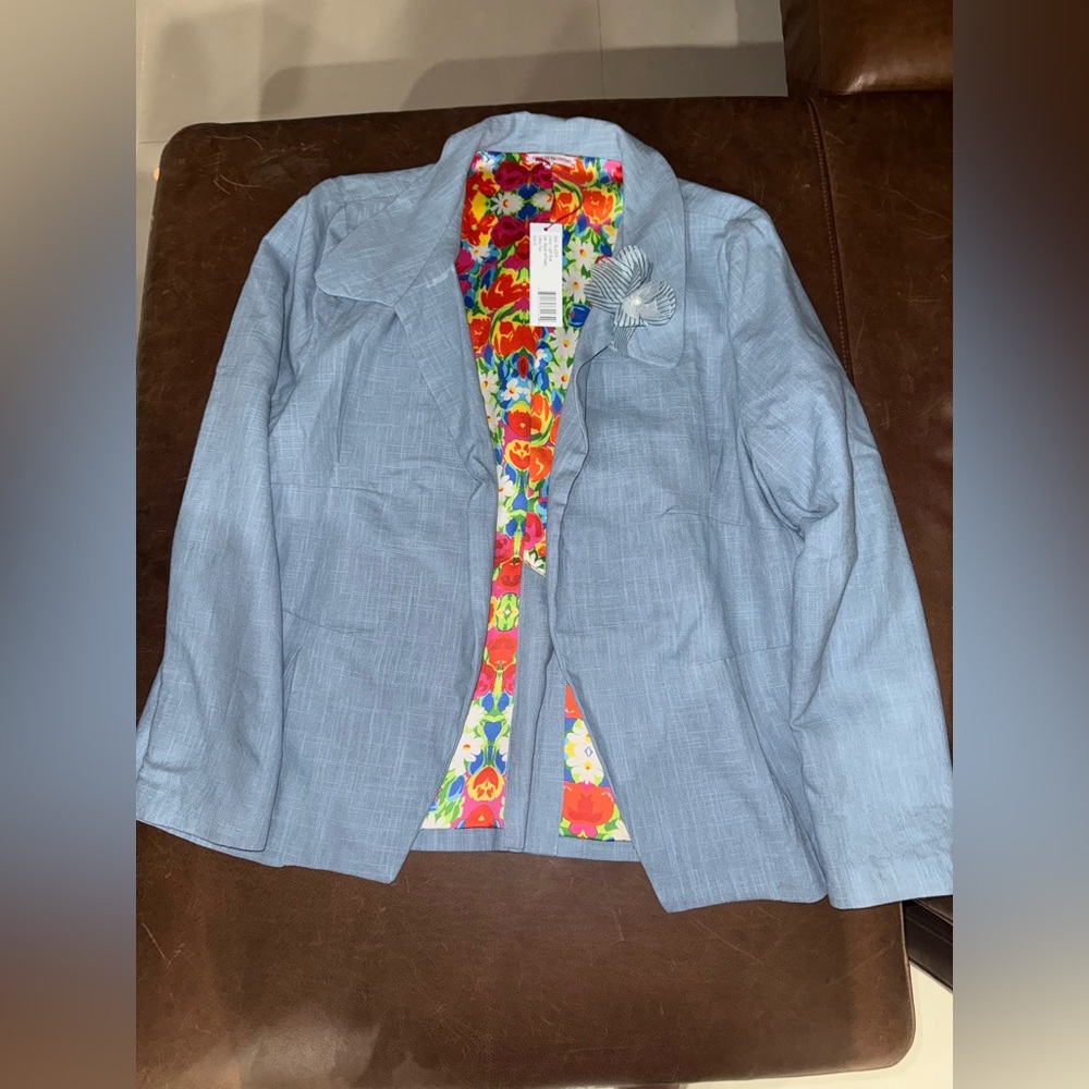 Frances Valentine Elle Broach Blazer in Light Blue